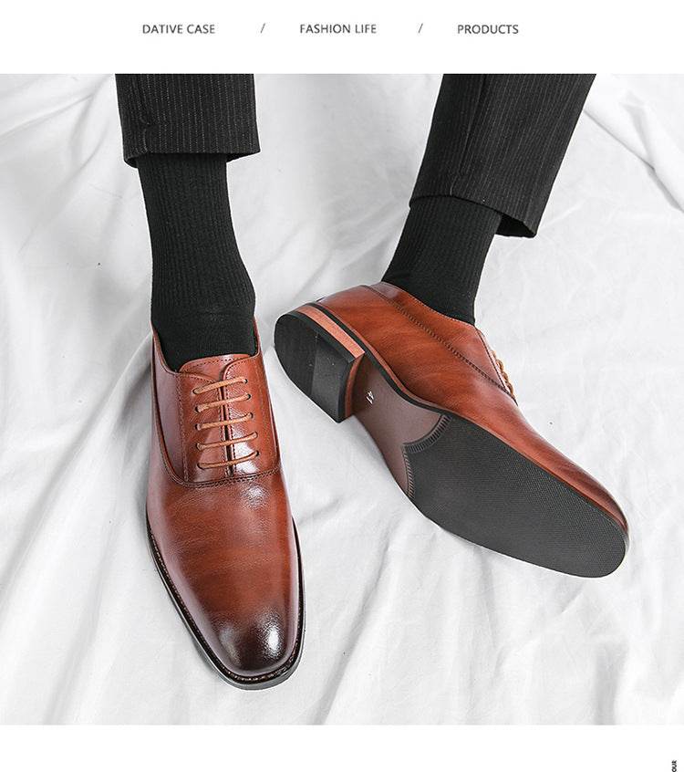 Men's Formal Leather Lace-up Rubber Sole Business Men's Shoes Gentleman - MYLUXURY LANE ENTERPRISE