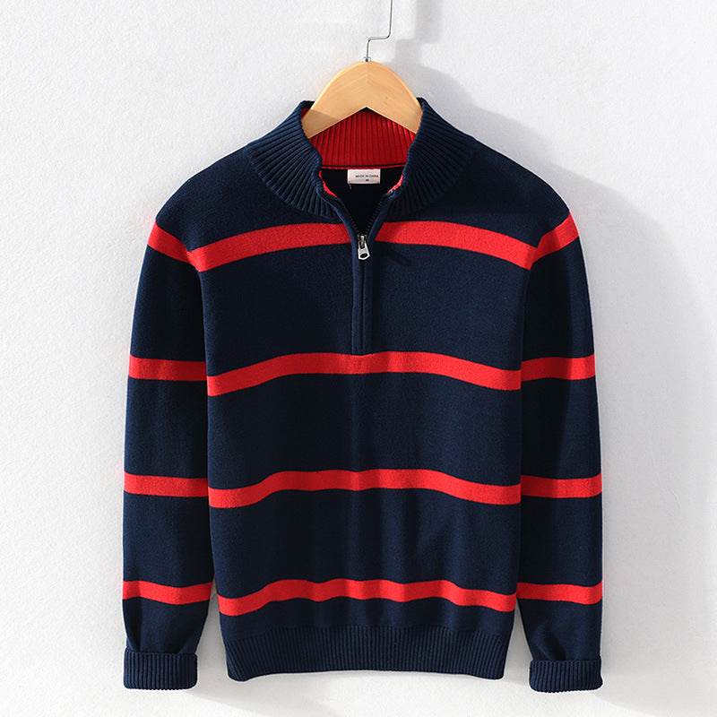Turtleneck Men's Cotton Wool Casual Half Zipper Sweater - MYLUXURY LANE ENTERPRISE