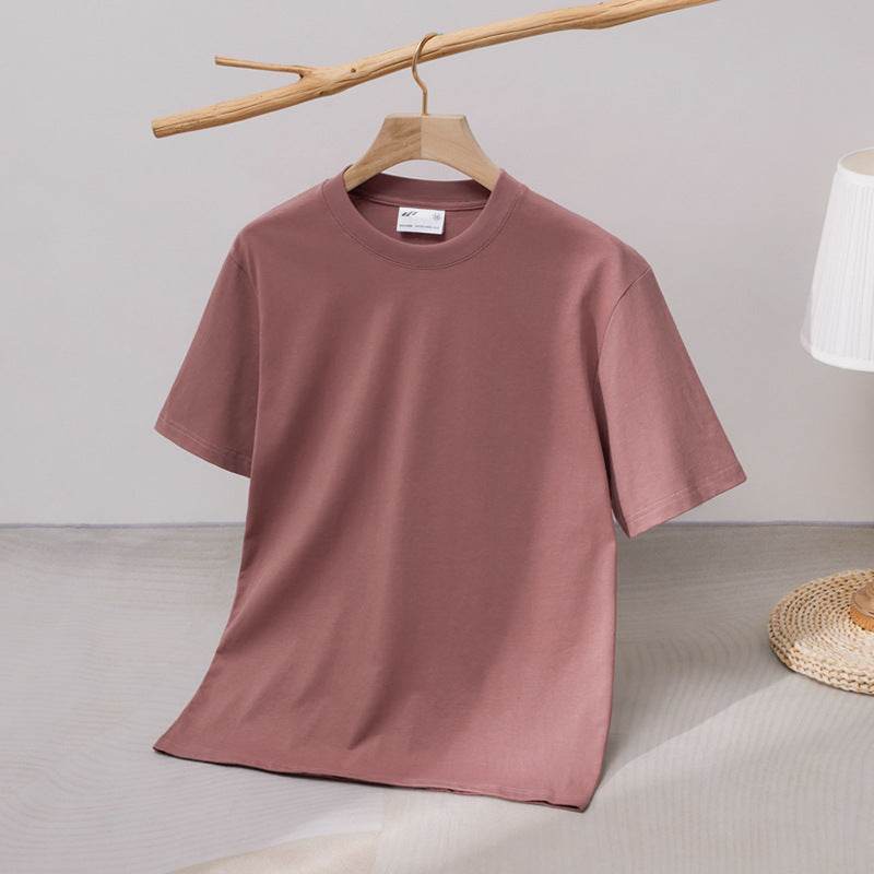 240 Cotton Short Sleeve Double Yarn Heavy T Men And Women Loose Round Neck - MYLUXURY LANE ENTERPRISE