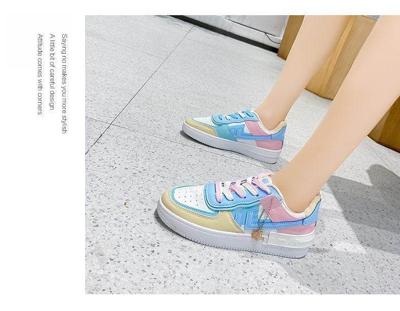 Soft Girl Flat Color-blocking Sneaker Street Shooting Casual Easy Wear Borad Shoe - MYLUXURY LANE ENTERPRISE
