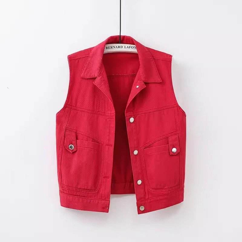 Women's Color Denim Waistcoat Vest Short - MYLUXURY LANE ENTERPRISE