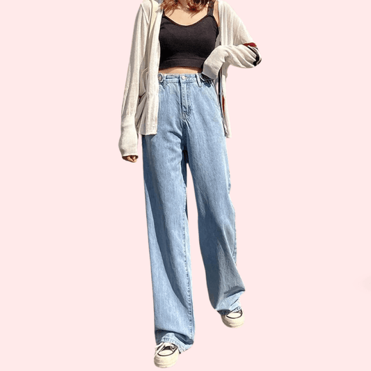 Women's Stylish High Waist Wide Leg Straight Jeans - MYLUXURY LANE ENTERPRISE