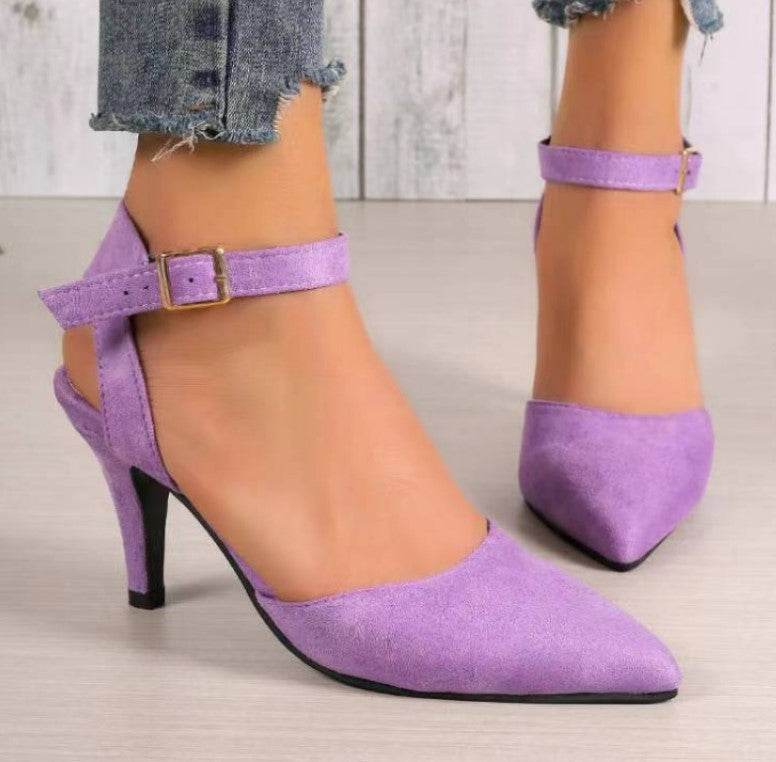 Pointed-toe Square Buckle Shoes High Heels Fashion - MYLUXURY LANE ENTERPRISE