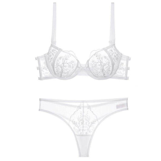 Lace Embroidered Thin Cup Push Up Comfort Bra Underwear Set - MYLUXURY LANE ENTERPRISE