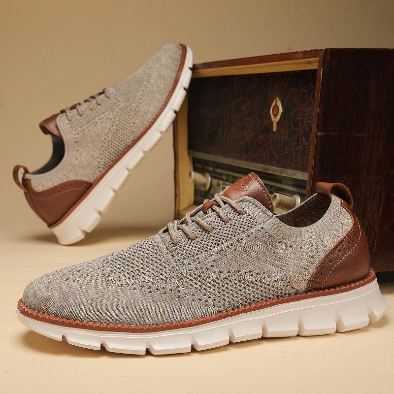 British Brogue Casual Men's Shoes Fashionable Flying Woven Surface Breathable Lightweight Sneaker - MYLUXURY LANE ENTERPRISE