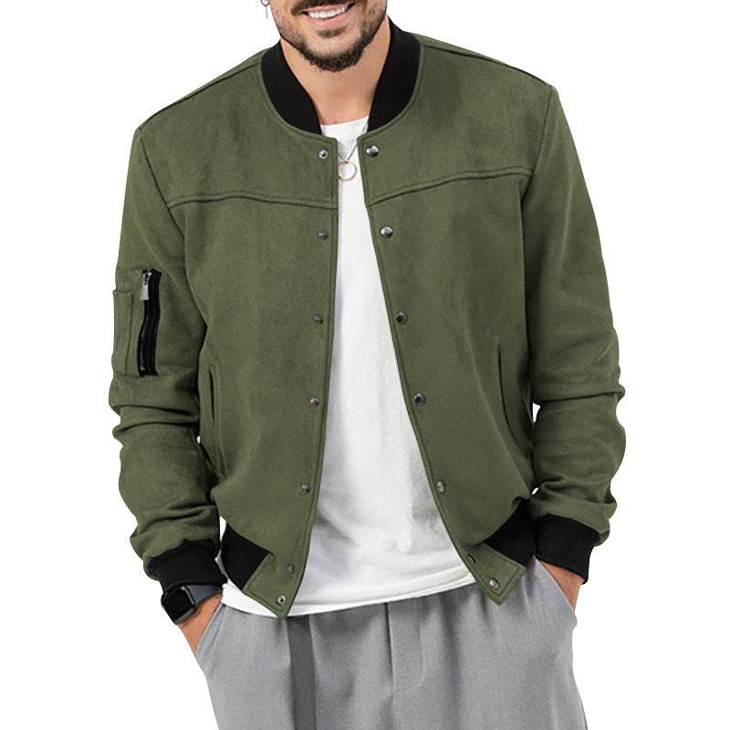 Suede Stand Collar Men's Button Cardigan - MYLUXURY LANE ENTERPRISE