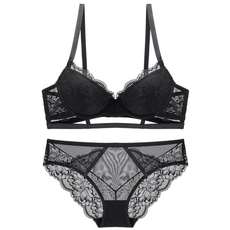 European And American Lace Underwear Women's Gather Bandage Bra Set - MYLUXURY LANE ENTERPRISE