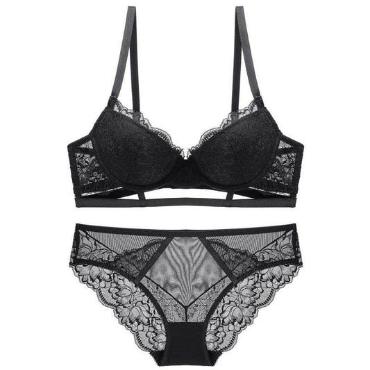 European And American Lace Underwear Women's Gather Bandage Bra Set - MYLUXURY LANE ENTERPRISE