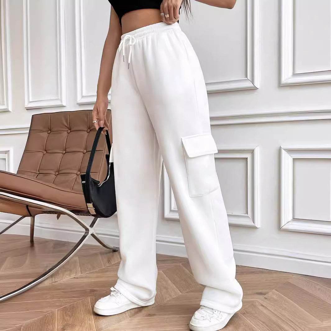 All-matching Solid Color Straight Wide Leg Sweatpants - MYLUXURY LANE ENTERPRISE