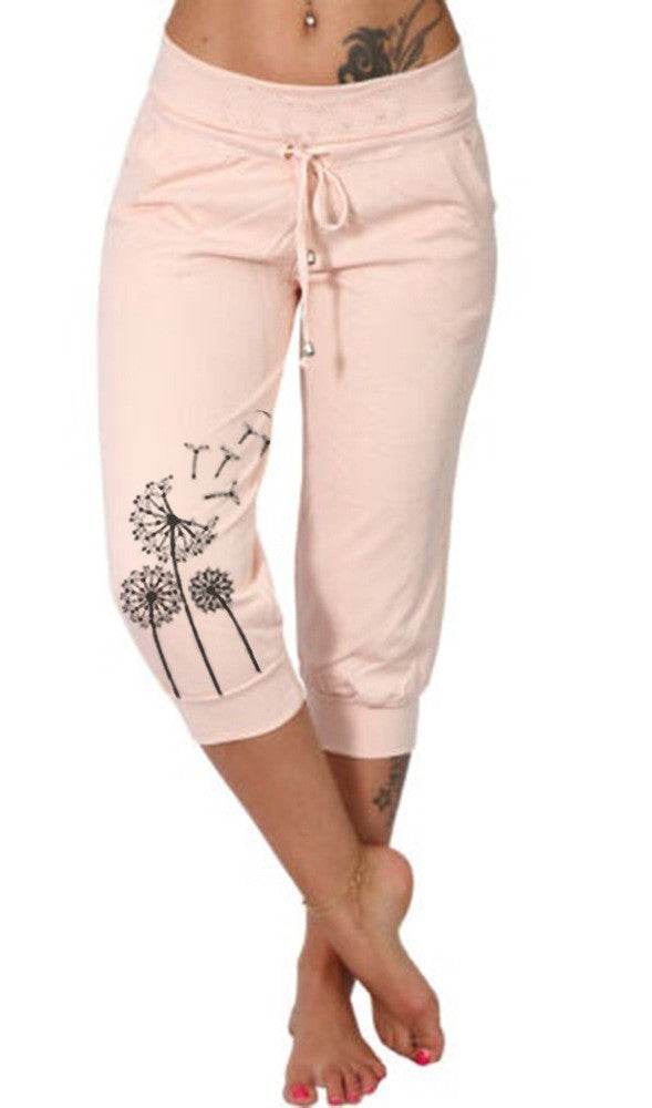 Casual Fashion Printing Loose High Waist Lace-up Cropped Pants - MYLUXURY LANE ENTERPRISE