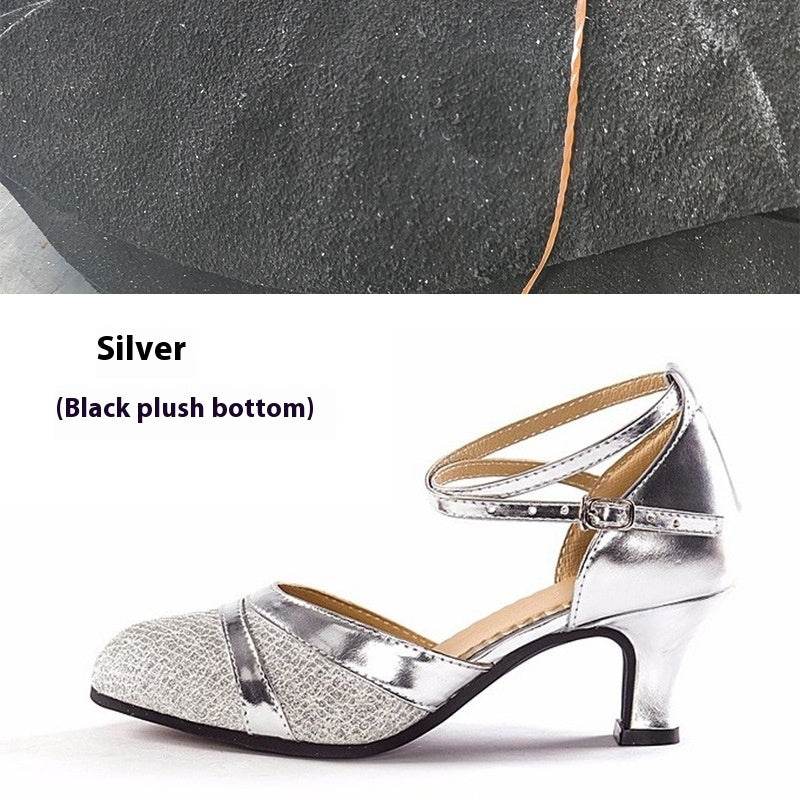 Women's Toe-covered Mid Heel Soft Bottom Dancing Shoes - MYLUXURY LANE ENTERPRISE