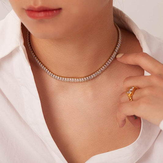 French Retro Square Cubic Zircon Bracelet Necklace For Women - MYLUXURY LANE ENTERPRISE