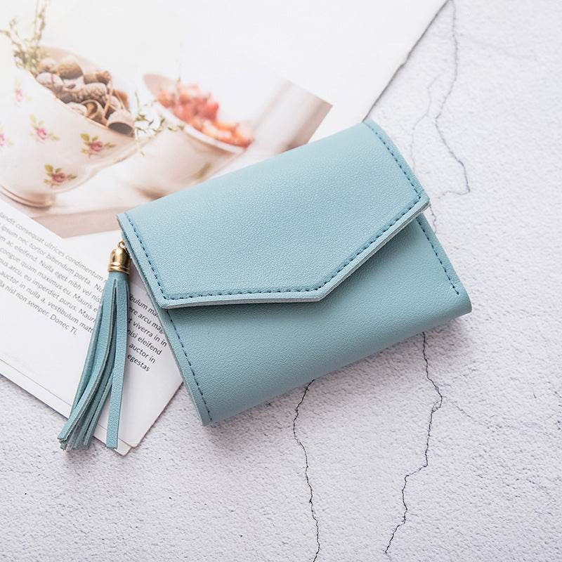 Short Women's Korean-style Tassel Small Wallet Simple Square Women's Coin Purse - MYLUXURY LANE ENTERPRISE