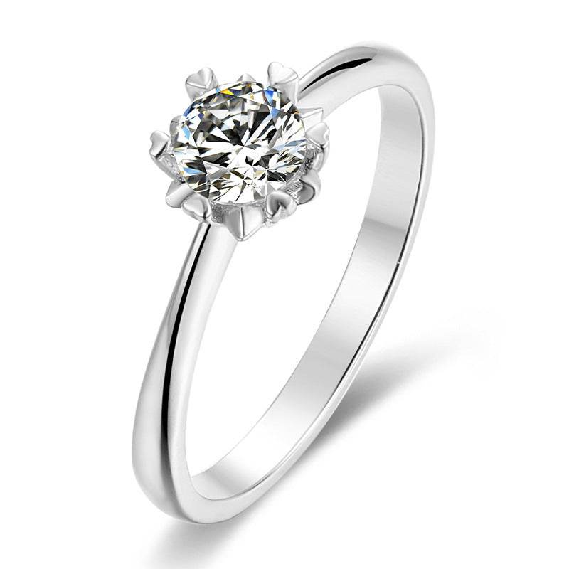 Moissanite Ring Straight Arm Snowflake 50 Points Simple And Sweet - MYLUXURY LANE ENTERPRISE