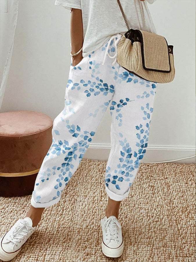 Women's Fashion Casual Drawstring Pocket Floral Floral Print Casual Jumpsuit - MYLUXURY LANE ENTERPRISE