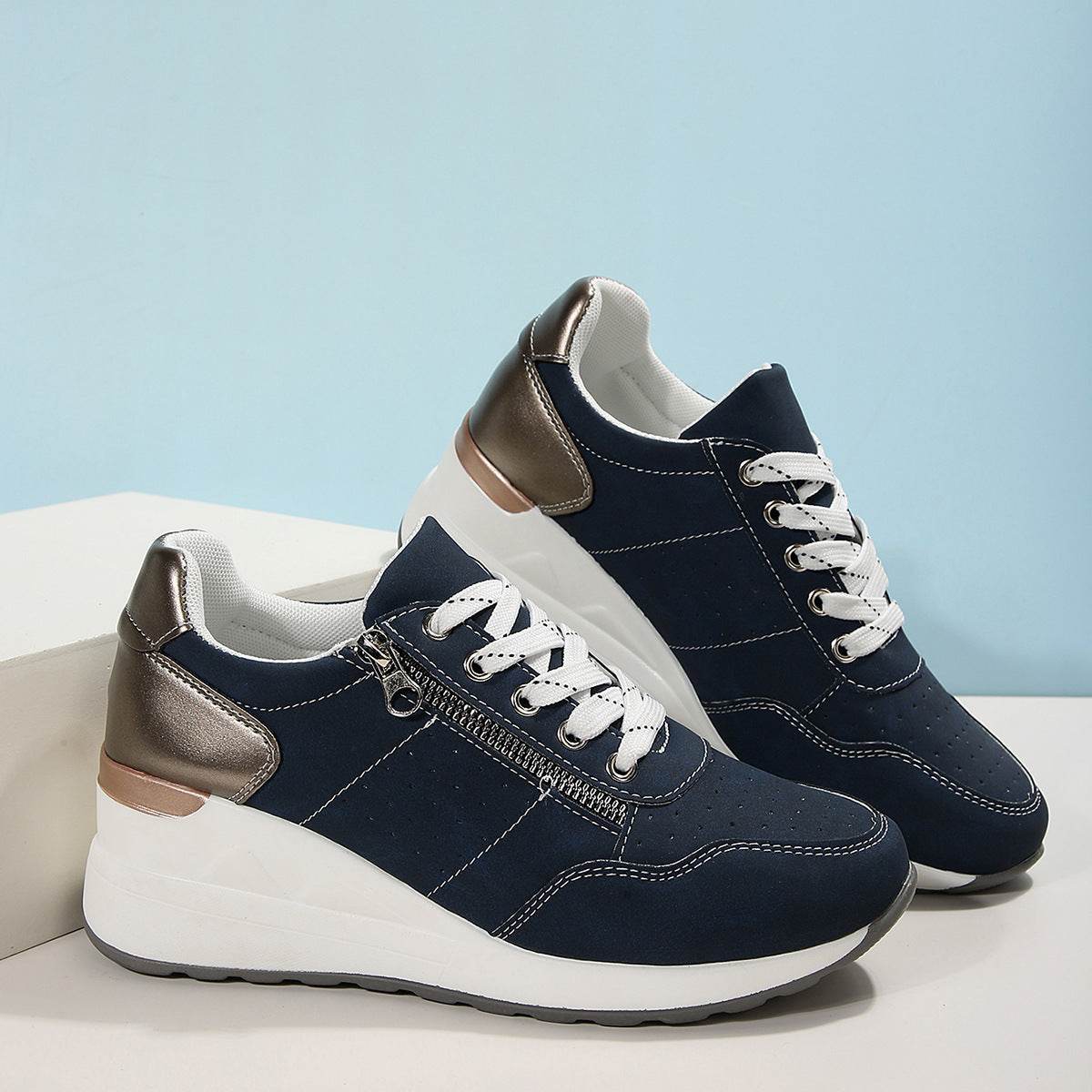 Fashion Lace-up Sneakers Women Cozy Tinck-soled Sports Shoes - MYLUXURY LANE ENTERPRISE
