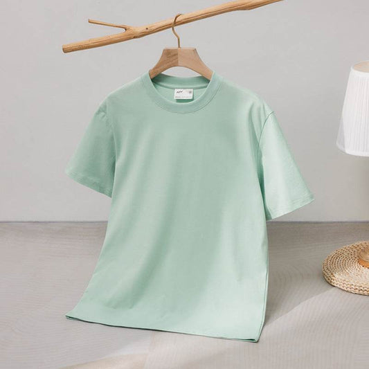 240 Cotton Short Sleeve Double Yarn Heavy T Men And Women Loose Round Neck - MYLUXURY LANE ENTERPRISE