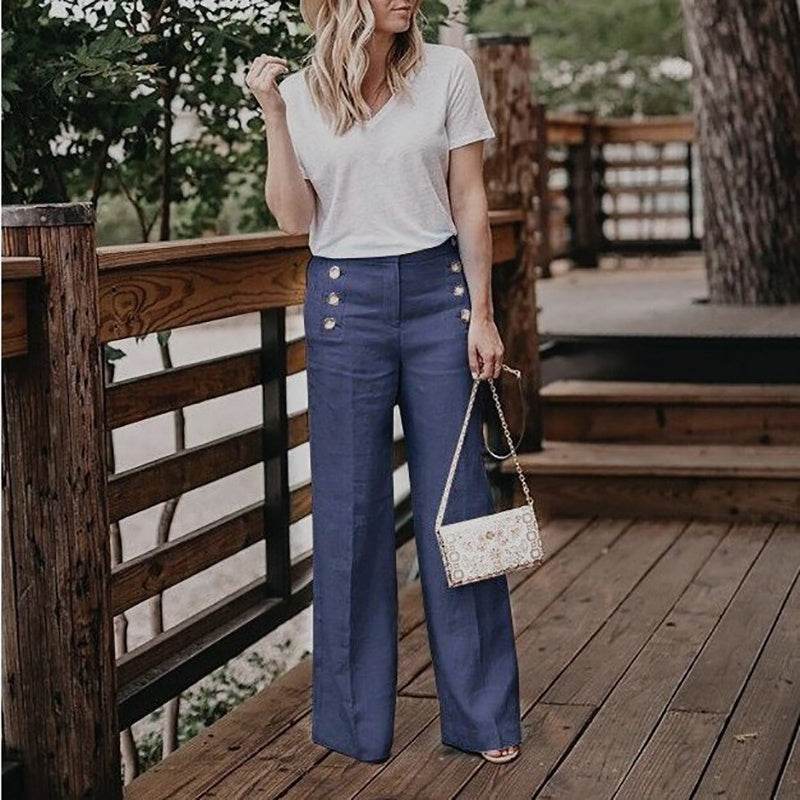 Button wide leg pants - MYLUXURY LANE ENTERPRISE