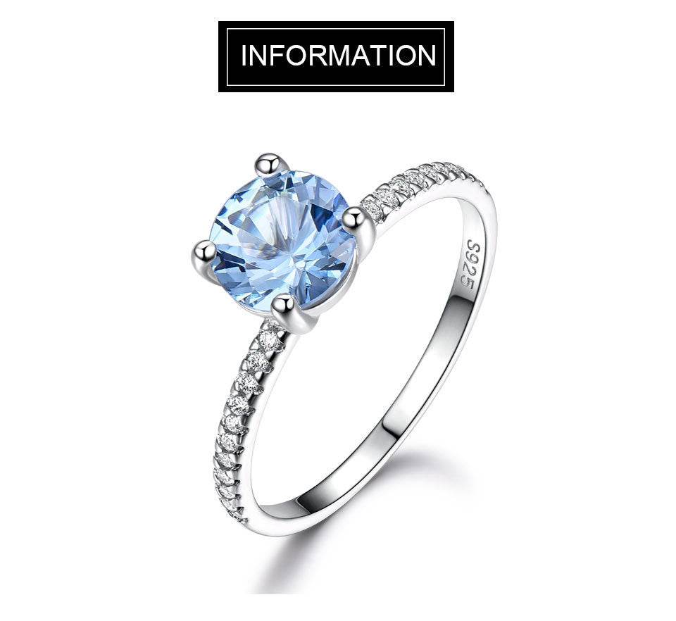 S925 Sterling Silver Sky Blue Topaz Rhinestone Zircon Light Luxury Square Ring - MYLUXURY LANE ENTERPRISE