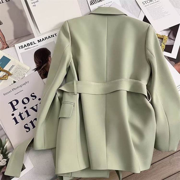 Spring And Autumn Korean Style Slim Fit Slimming Graceful And Fashionable Black Tie Small Tailored Suit Top - MYLUXURY LANE ENTERPRISE