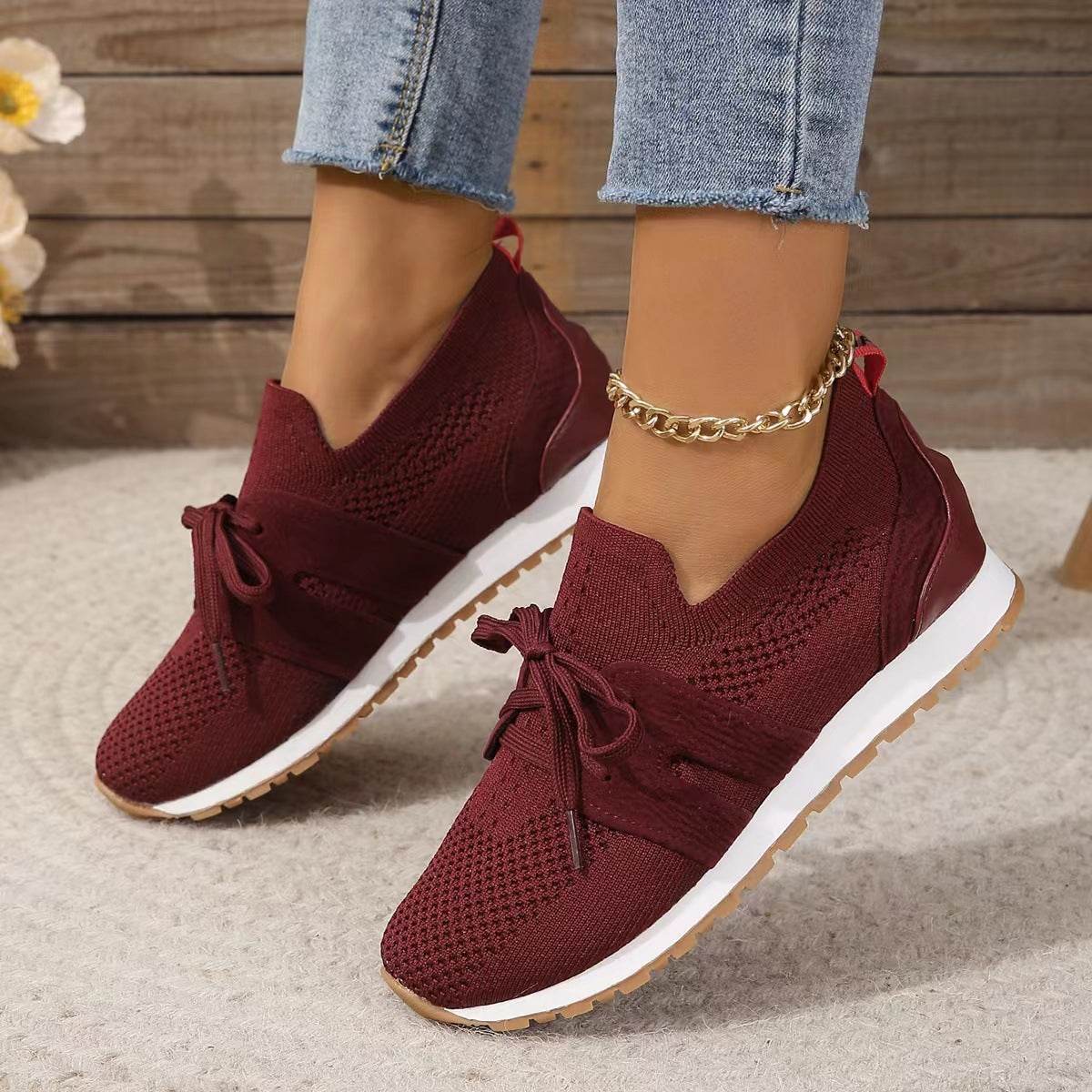 Women's Comfortable Fly Woven Mesh Lace-up Casual Shoes - MYLUXURY LANE ENTERPRISE