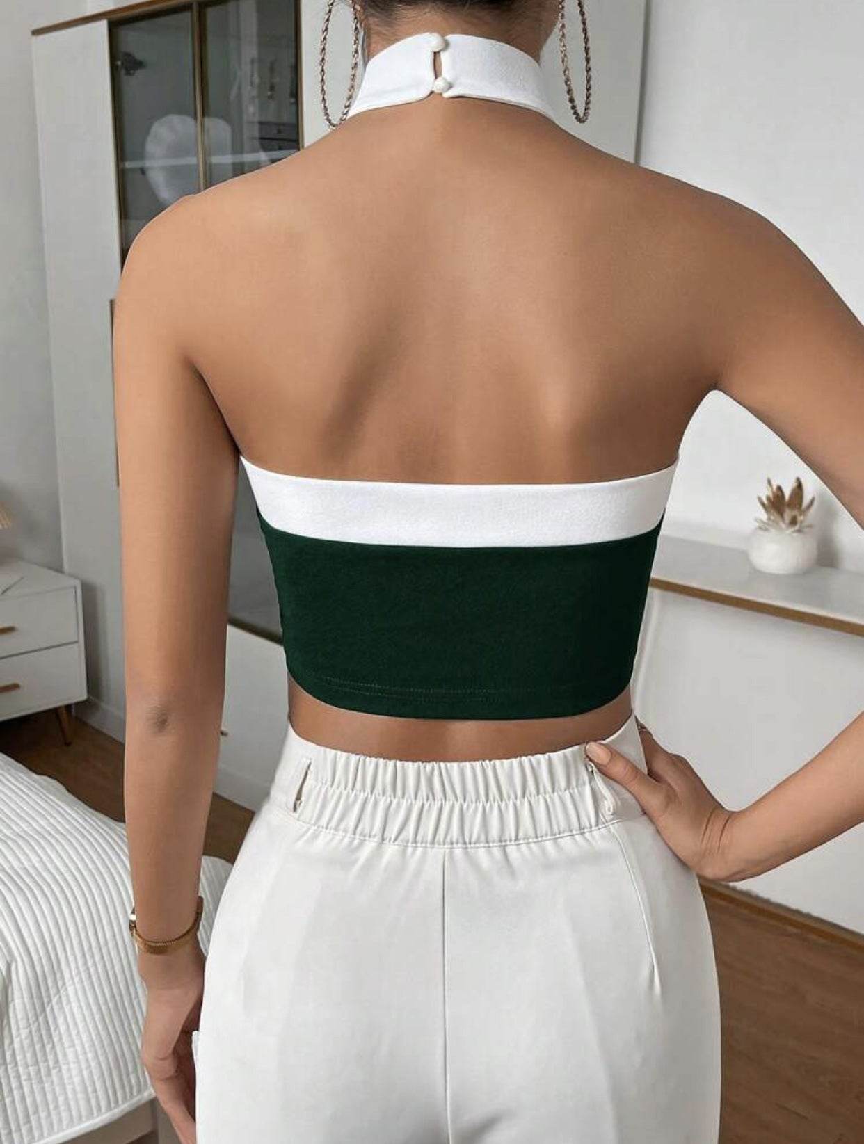 Women's Vest Contrast Color Decorative Buckle Top - MYLUXURY LANE ENTERPRISE