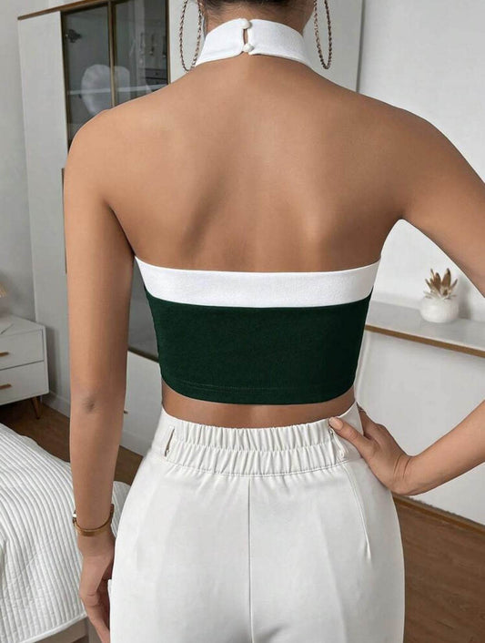 Women's Vest Contrast Color Decorative Buckle Top - MYLUXURY LANE ENTERPRISE
