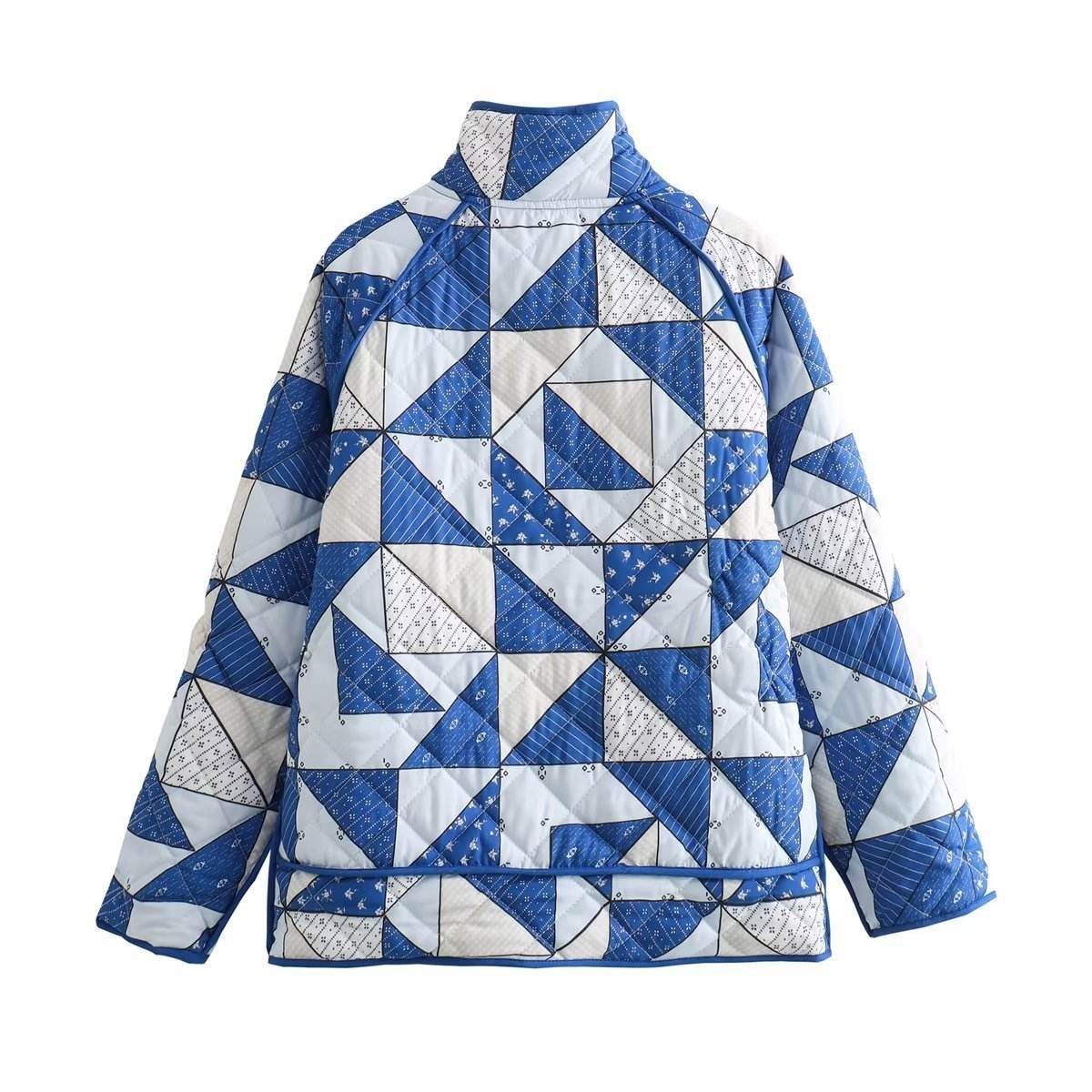 Loose Diamond Print Cotton Jacket - MYLUXURY LANE ENTERPRISE