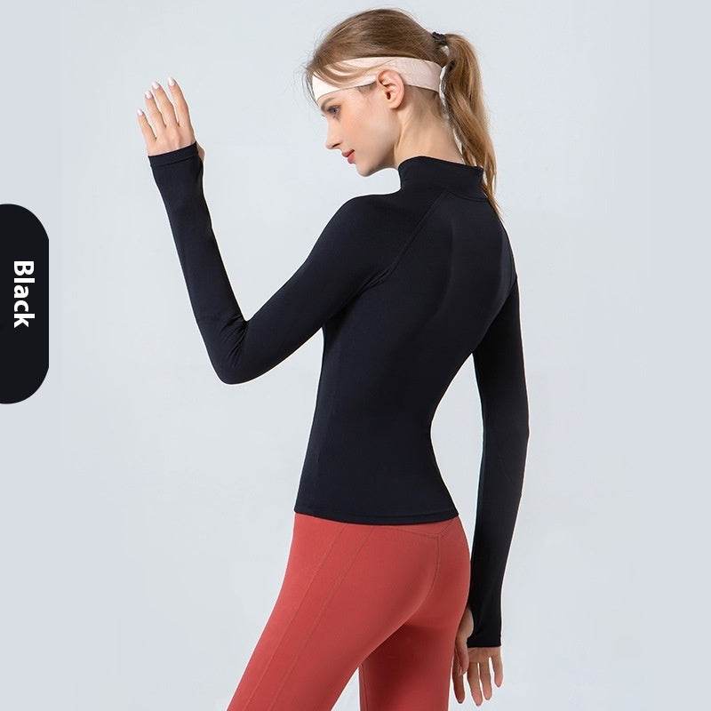 Women's Stand Collar Half Zip Sports Long-sleeved Top - MYLUXURY LANE ENTERPRISE