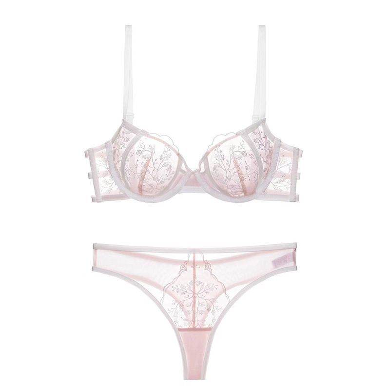 Lace Embroidered Thin Cup Push Up Comfort Bra Underwear Set - MYLUXURY LANE ENTERPRISE