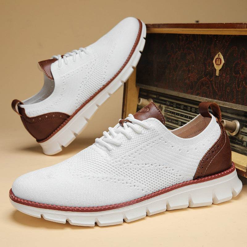 British Brogue Casual Men's Shoes Fashionable Flying Woven Surface Breathable Lightweight Sneaker - MYLUXURY LANE ENTERPRISE
