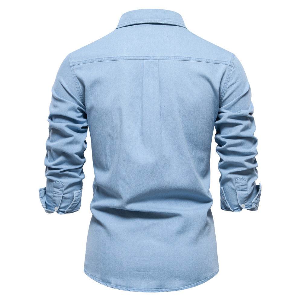 Men's Fashion Casual Denim Long Sleeve Shirt - MYLUXURY LANE ENTERPRISE
