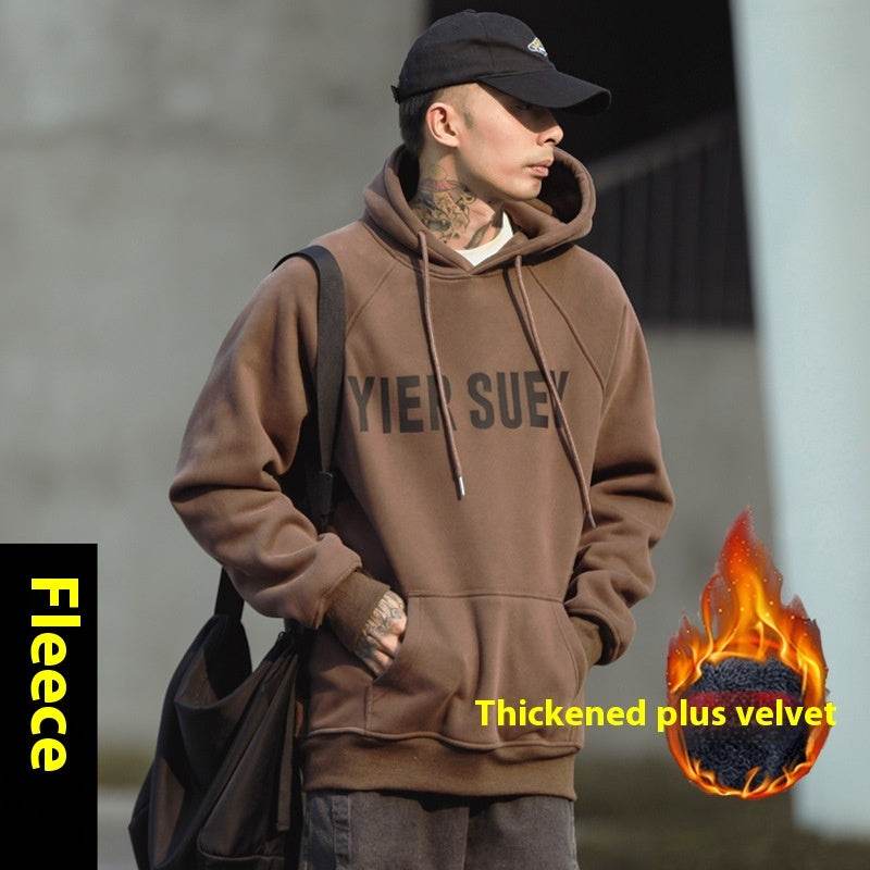 Vintage Fleece-lined Hoodie Thick Coat American Fashion Brand Top - MYLUXURY LANE ENTERPRISE