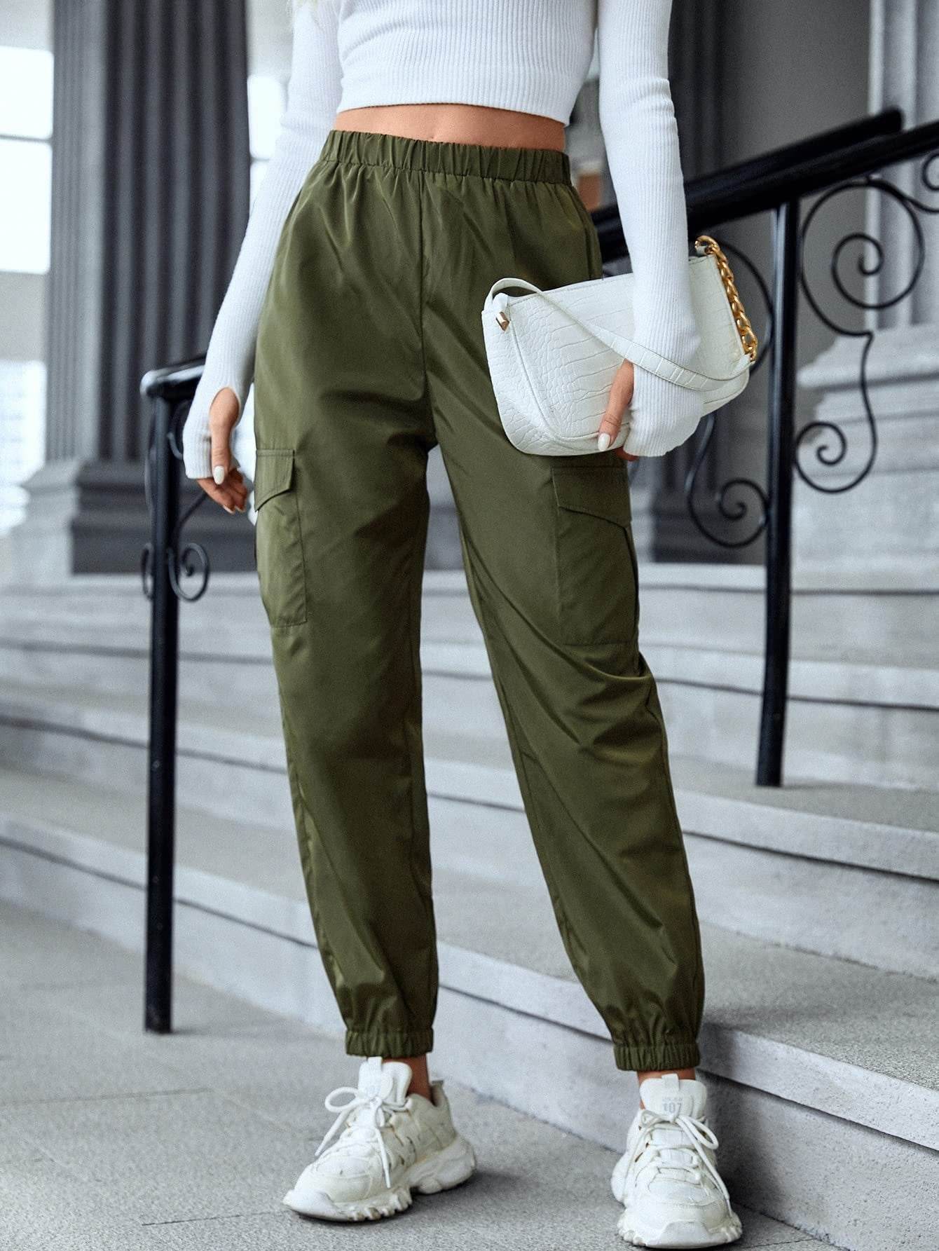 New Cargo Pants Fashion Casual Multi-pocket Elastic Waist Pencil Pants For Women - MYLUXURY LANE ENTERPRISE