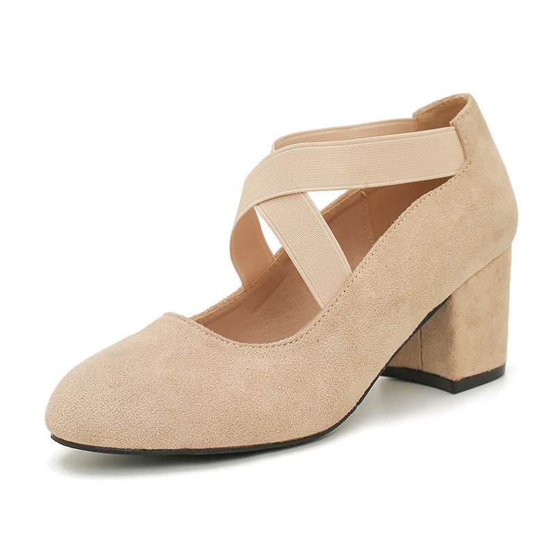 Women's Matte Leather Vintage Mary Jane Shoes Thick Heel Round Head Ballet Cross-border - MYLUXURY LANE ENTERPRISE