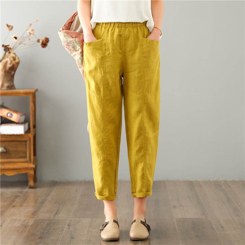 Women's Linen Leisure High Waist Loose Casual Pants - MYLUXURY LANE ENTERPRISE