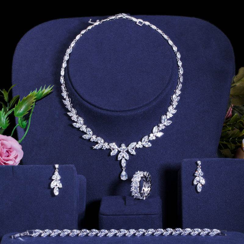 Fashion And Generous Bride Wedding Dress Accessories High-grade AAA Zircon Four-piece Set - MYLUXURY LANE ENTERPRISE
