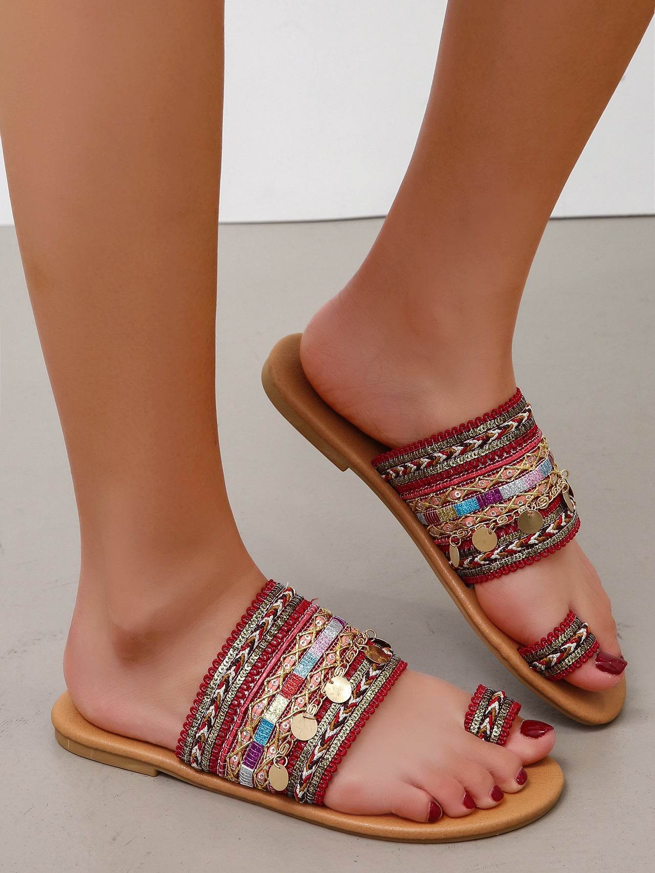Women's Flat Sandals Bohemian Toe Covering - MYLUXURY LANE ENTERPRISE