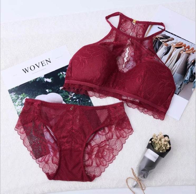 Lace hanging neck super thin cup no steel ring sexy women's Bra - MYLUXURY LANE ENTERPRISE