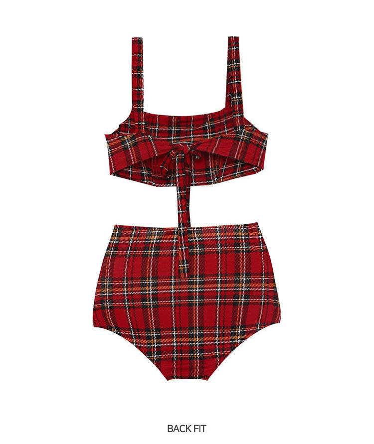 Plaid split swimsuit - MYLUXURY LANE ENTERPRISE