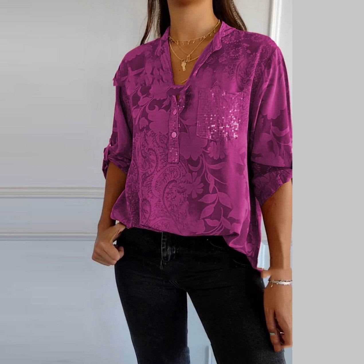 European And American Women's Clothing Fashion Elegant Printed Shirt Top - MYLUXURY LANE ENTERPRISE