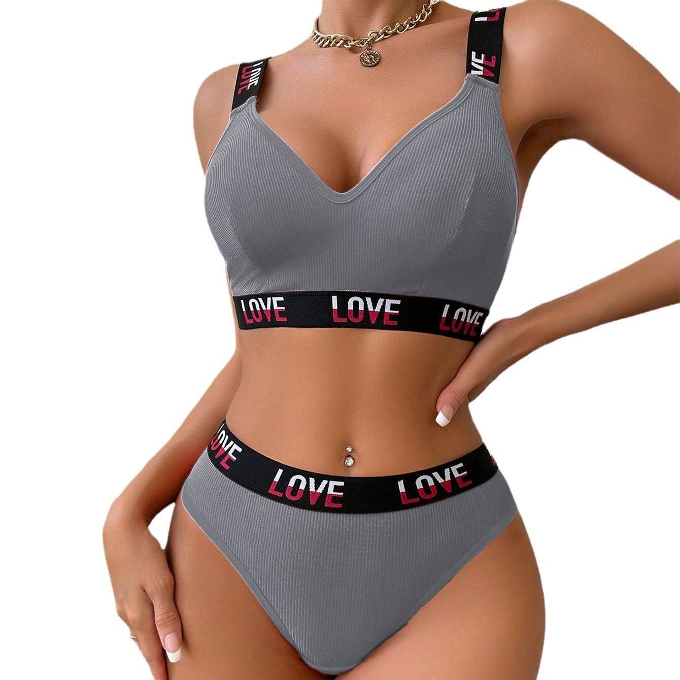 Sports Underwear Deep V T-back Contrast Color Letters - MYLUXURY LANE ENTERPRISE