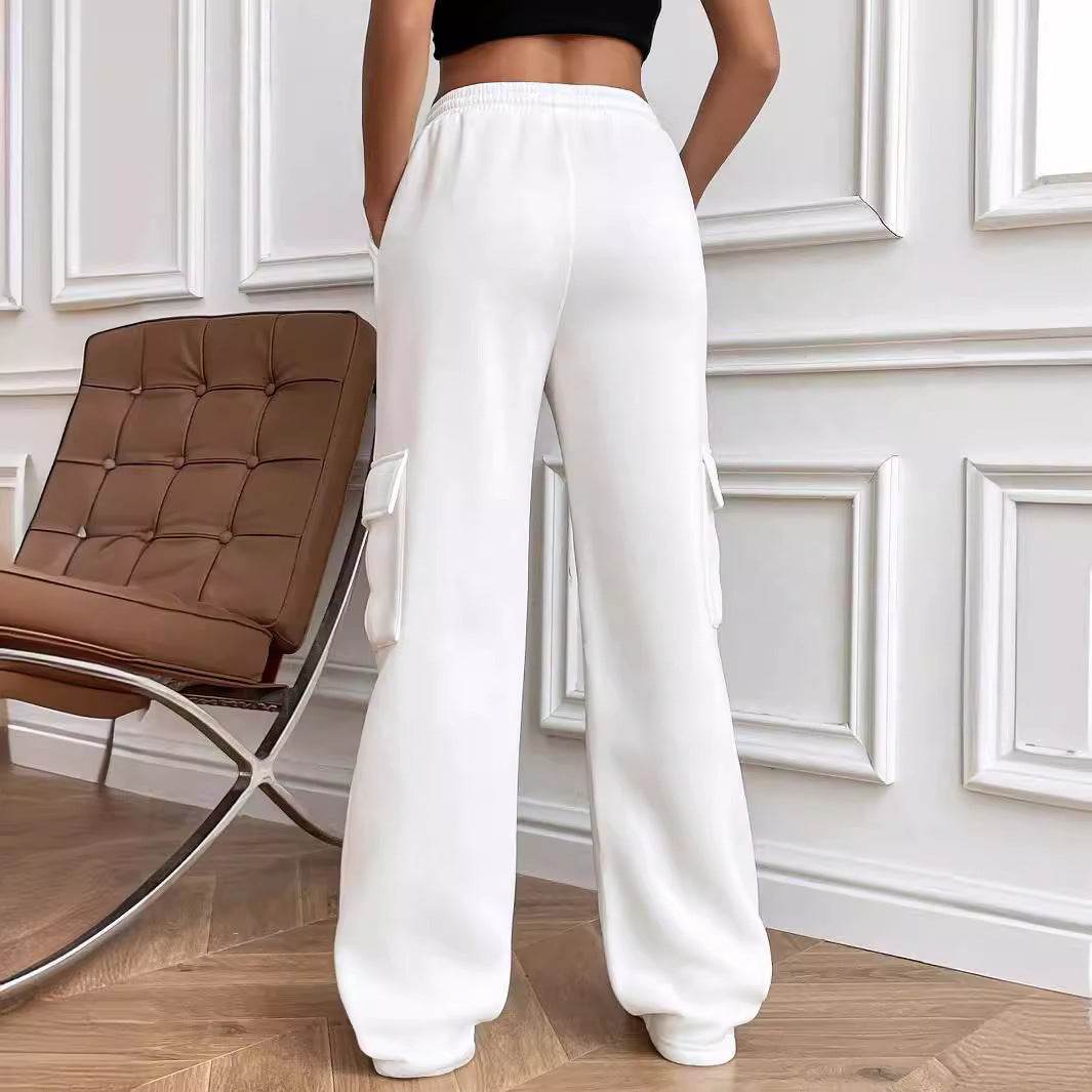 All-matching Solid Color Straight Wide Leg Sweatpants - MYLUXURY LANE ENTERPRISE