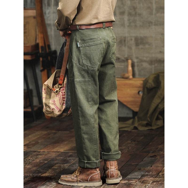 Retro Army Green Casual Pants Men's Loose Straight Cargo Pants - MYLUXURY LANE ENTERPRISE