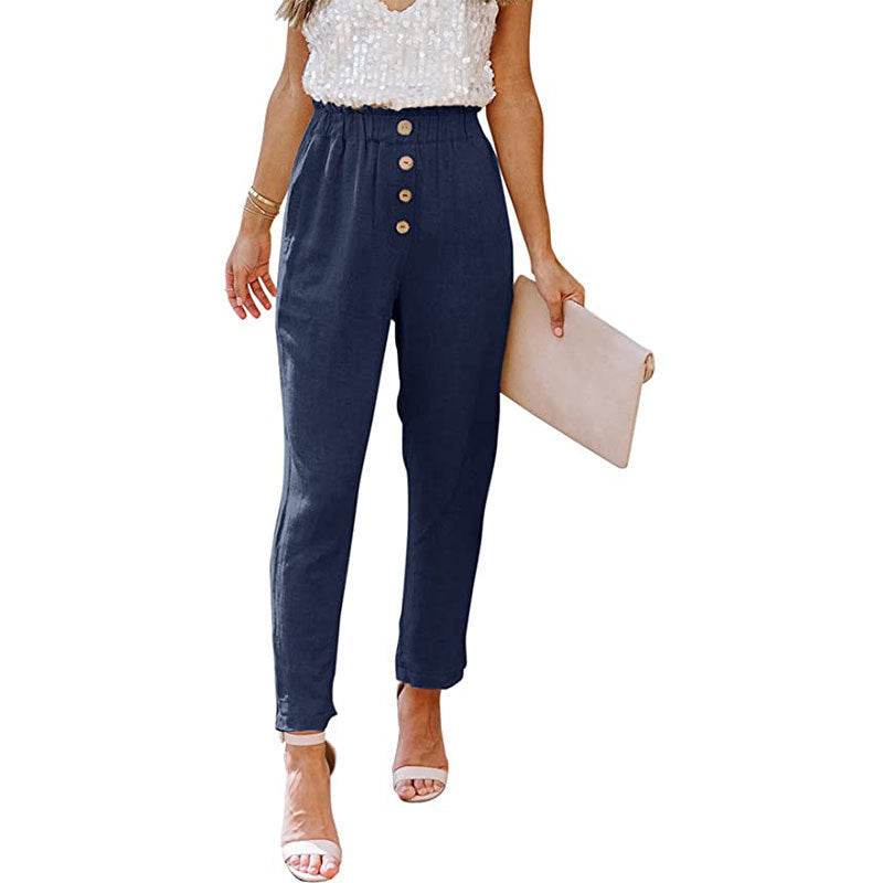 Women's Casual Loose And Comfortable Pant Belt Pocket Elastic Pants - MYLUXURY LANE ENTERPRISE