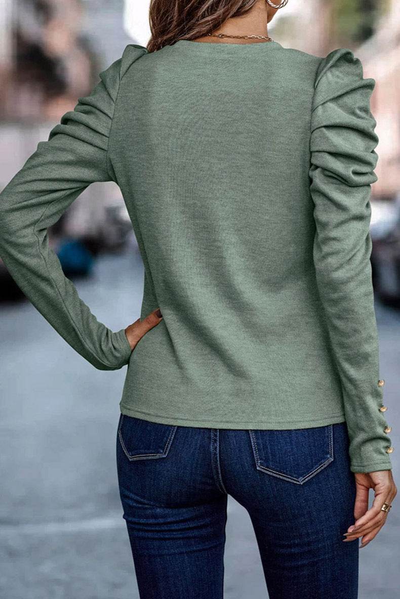 Women's Pure Color Casual Versatile Long-sleeved Top - MYLUXURY LANE ENTERPRISE