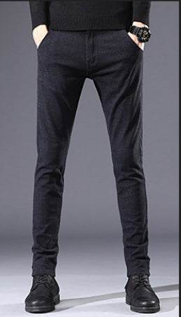 Fall Winter Men's Stretch Brushed Slim Fit Casual Trousers - MYLUXURY LANE ENTERPRISE
