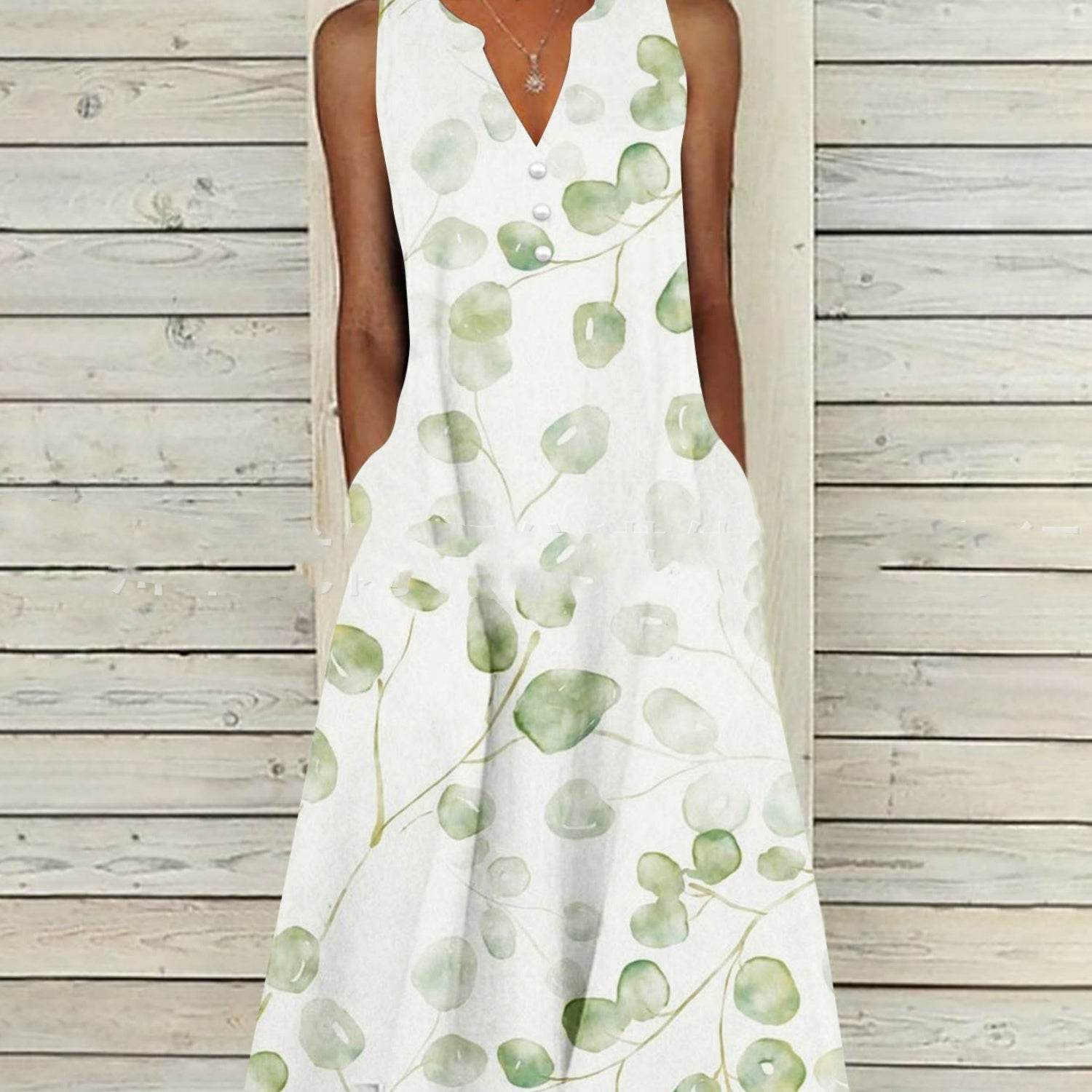 Ladies Sleeveless Printed Long Dress - MYLUXURY LANE ENTERPRISE