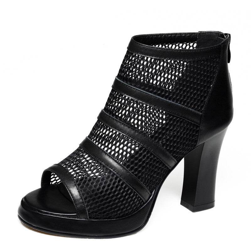 Mesh Shoes Women's High Heels With Thick Heels - MYLUXURY LANE ENTERPRISE