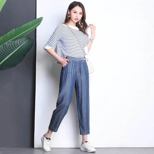 Draped Tencel denim harem pants - MYLUXURY LANE ENTERPRISE